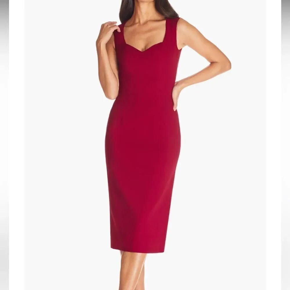 Dress The Population Elle Sheath Midi Dress in Garnet Medium NEW MSRP $168
